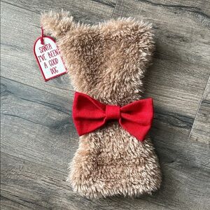Kids Plush Dog Tie with Red Bow